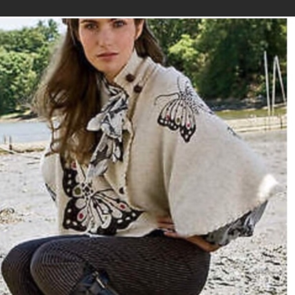 Anthropologie Moth Butterfly Poncho